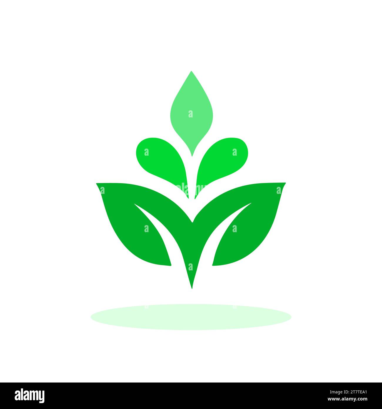 Grünes Pflanzensymbol. Grüne Pflanze mit drei Blättern. Konzept von Wachstum, Ökologie und Natur. Vektorabbildung Stock Vektor