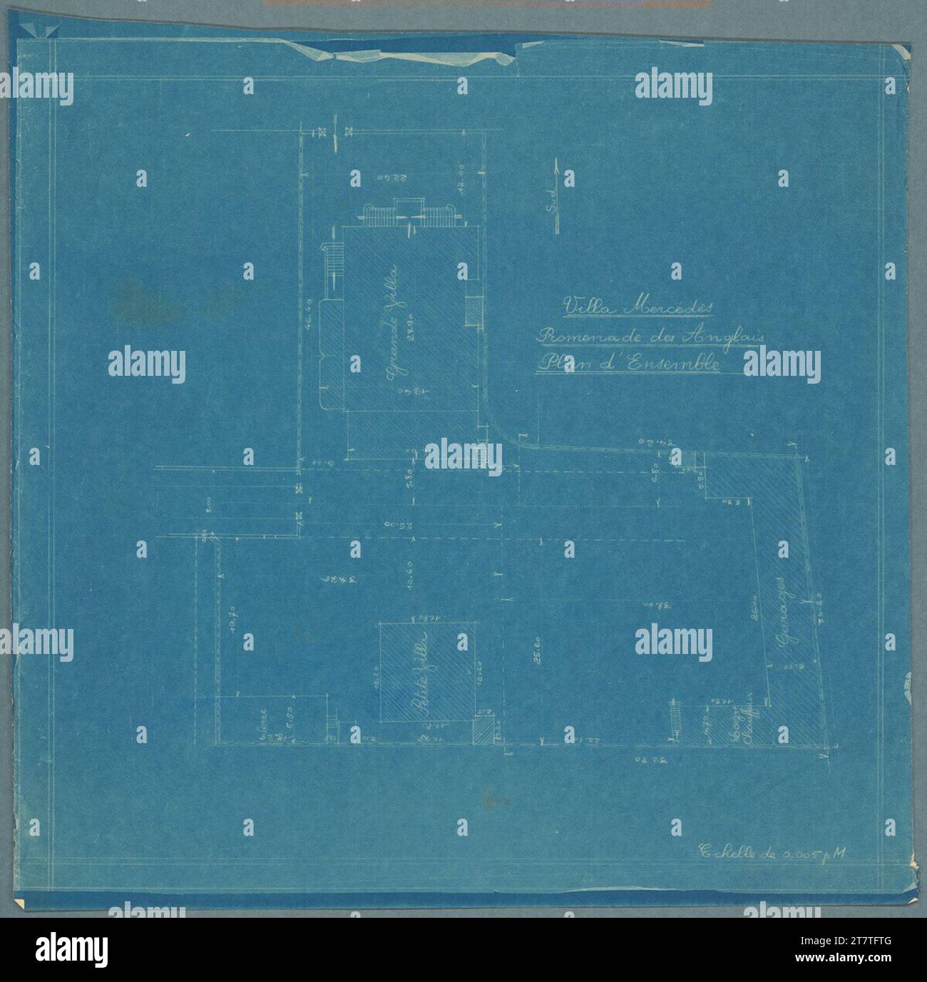 Adolf Loos (Entwerfer in) Villa Mercedes-Jellinek, Nizza, Promenade des Anglais, Frankreich, Grundstücksplan, ist Guthaben. Blueprint 1931 , 1931 Stockfoto