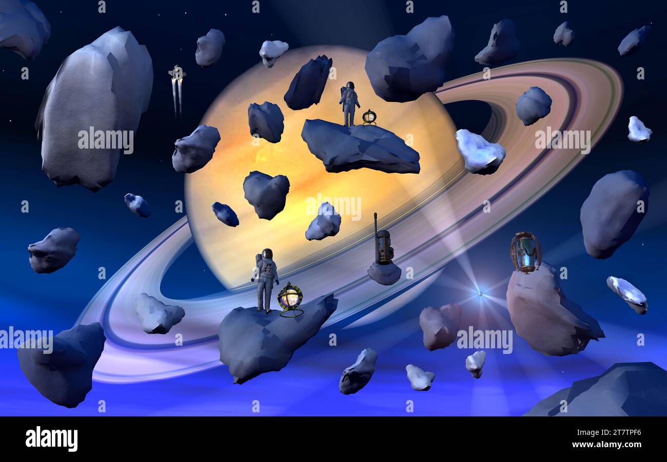 Abbau Von Saturns Ring Fragmenten Stockfoto