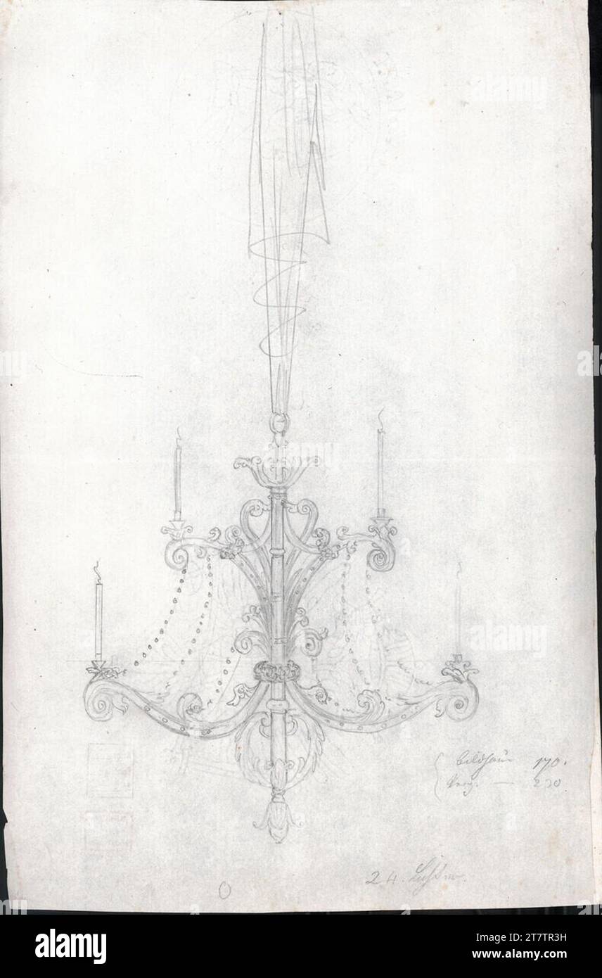Ferdinand Kirschner (Entwerfer in) Wien I, Hofburg, Möbel, Luster, Onriß. Graphit 2. H. 19. Jh. Stockfoto