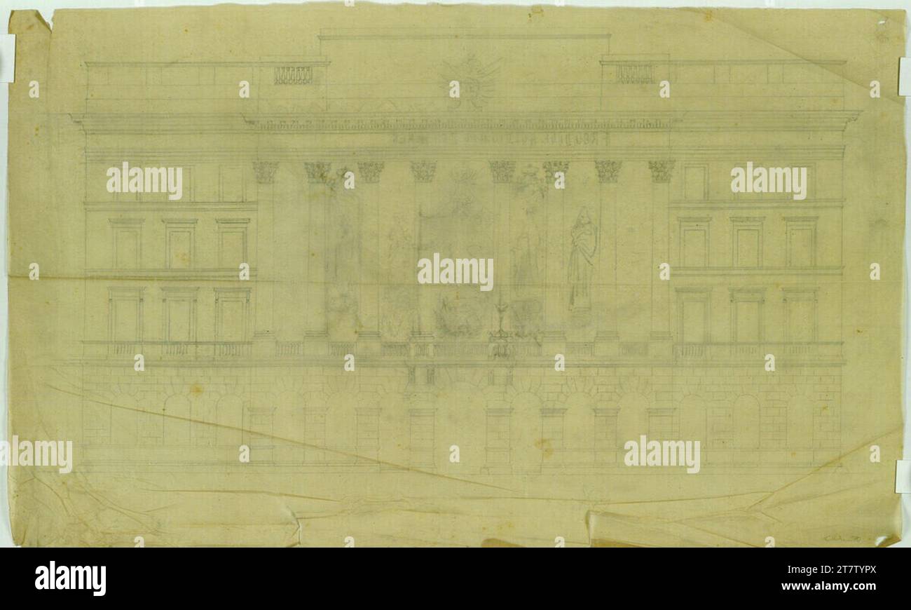 Alois Ludwig Pichl Wien I, Niederösterreichisches Landhaus, Fassade zur Herrengasse, ON.riß. Transparentpapier, Bleistift Stockfoto