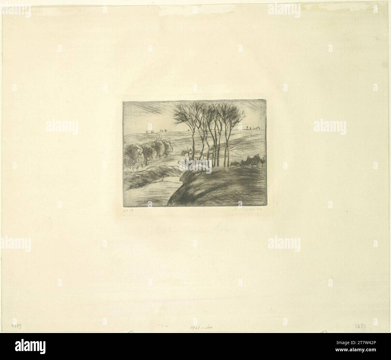 Camille Pissarro Landschaft in Osny. Ätzen 1887 , 1887 Stockfoto