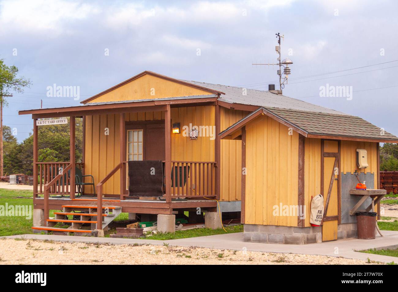 Austin Steam Train Vereinigung Rangierbahnhof an der Cedar Park, Texas, train Depot. Stockfoto