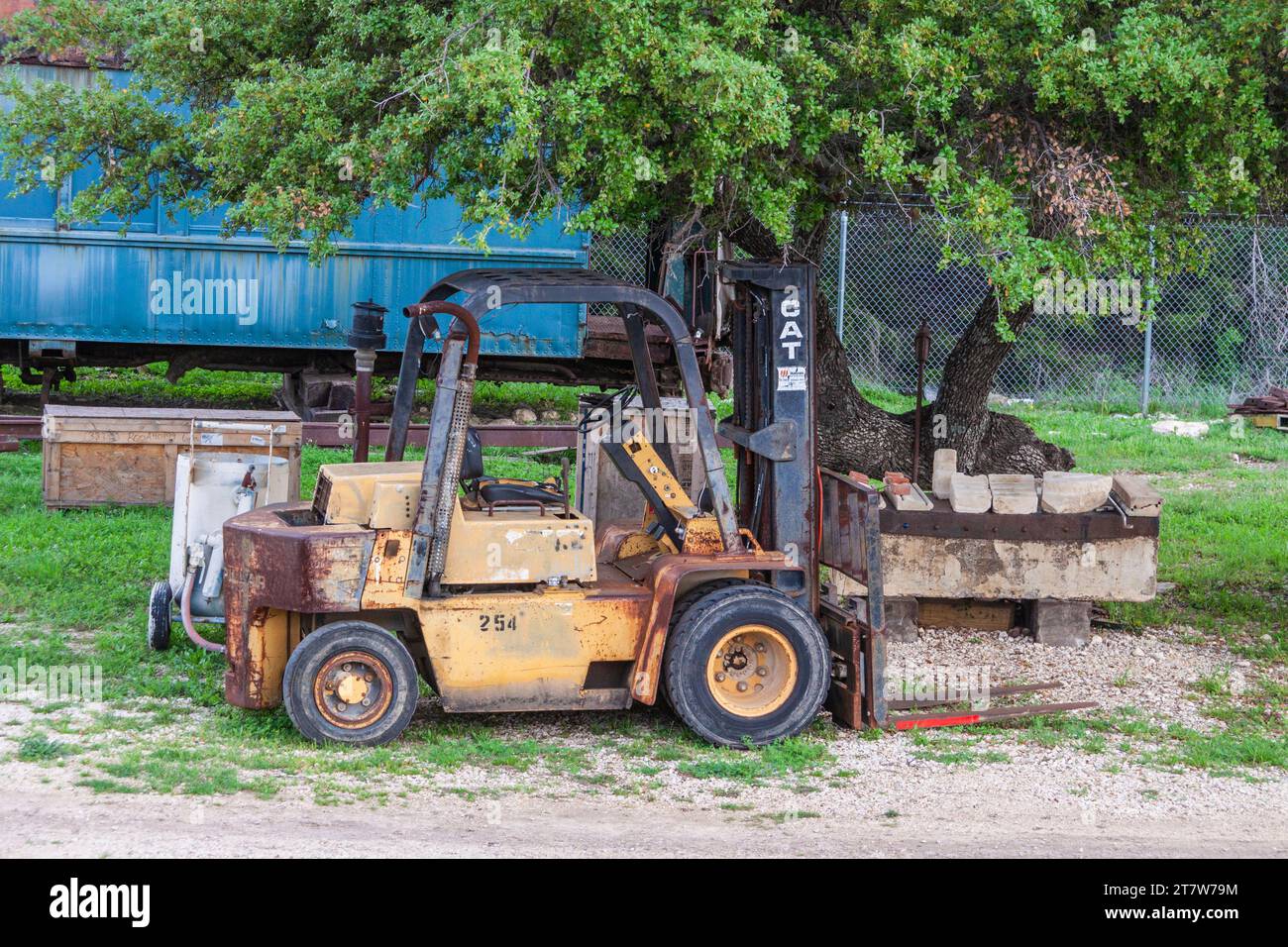 Austin Steam Train Vereinigung Rangierbahnhof an der Cedar Park, Texas, train Depot. Stockfoto