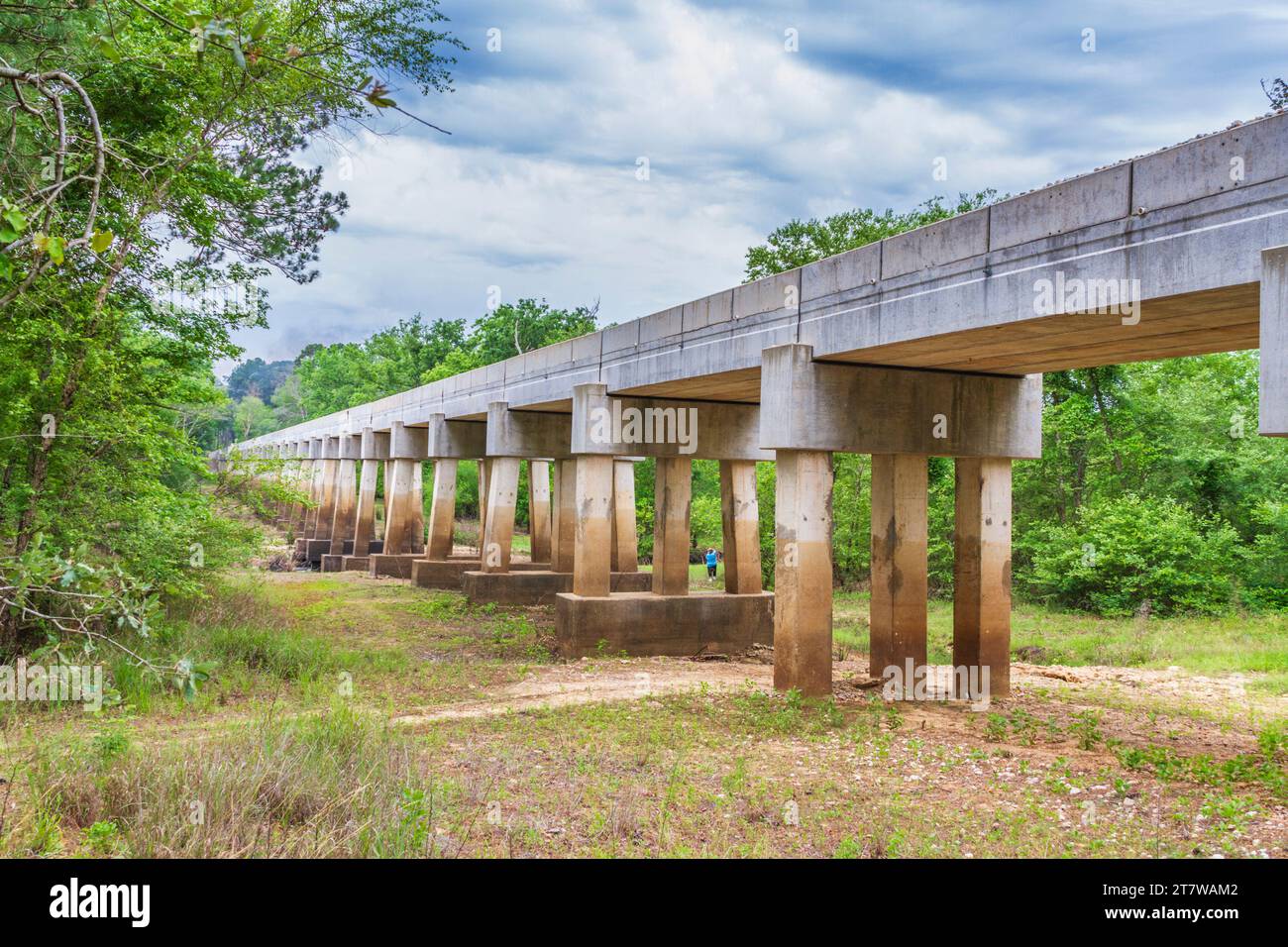 Bahngleise und Überquerung der Neches River Bridge, Ort der Texas State Railroad, die 2012 Railfest Photoexkursion startet. Stockfoto