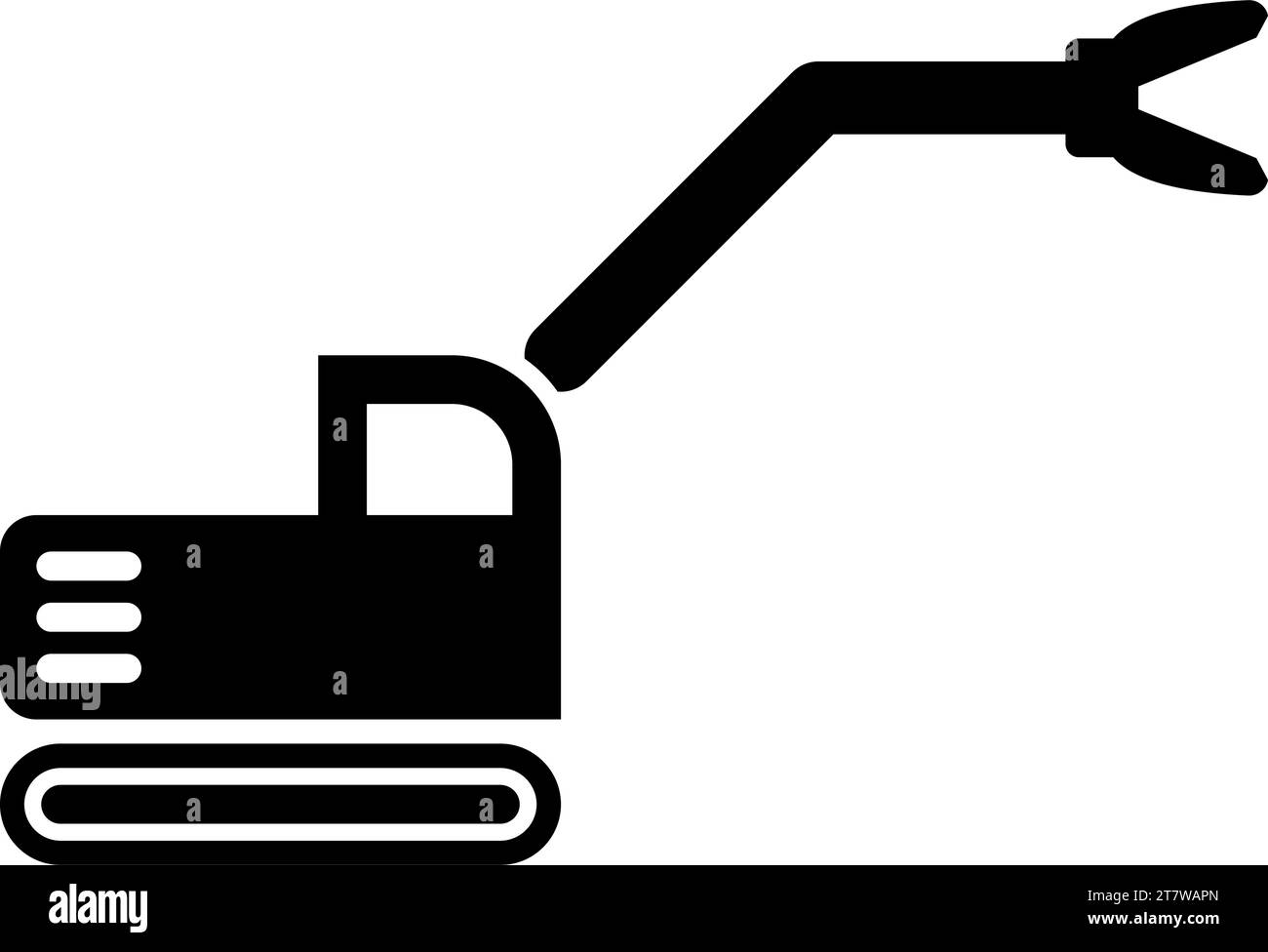 Sloopkraan Baumaschine Abbruch Schneiden Messer Kran LKW Symbol schwarze Farbe Vektor Illustration Bild flache Art einfach Stock Vektor