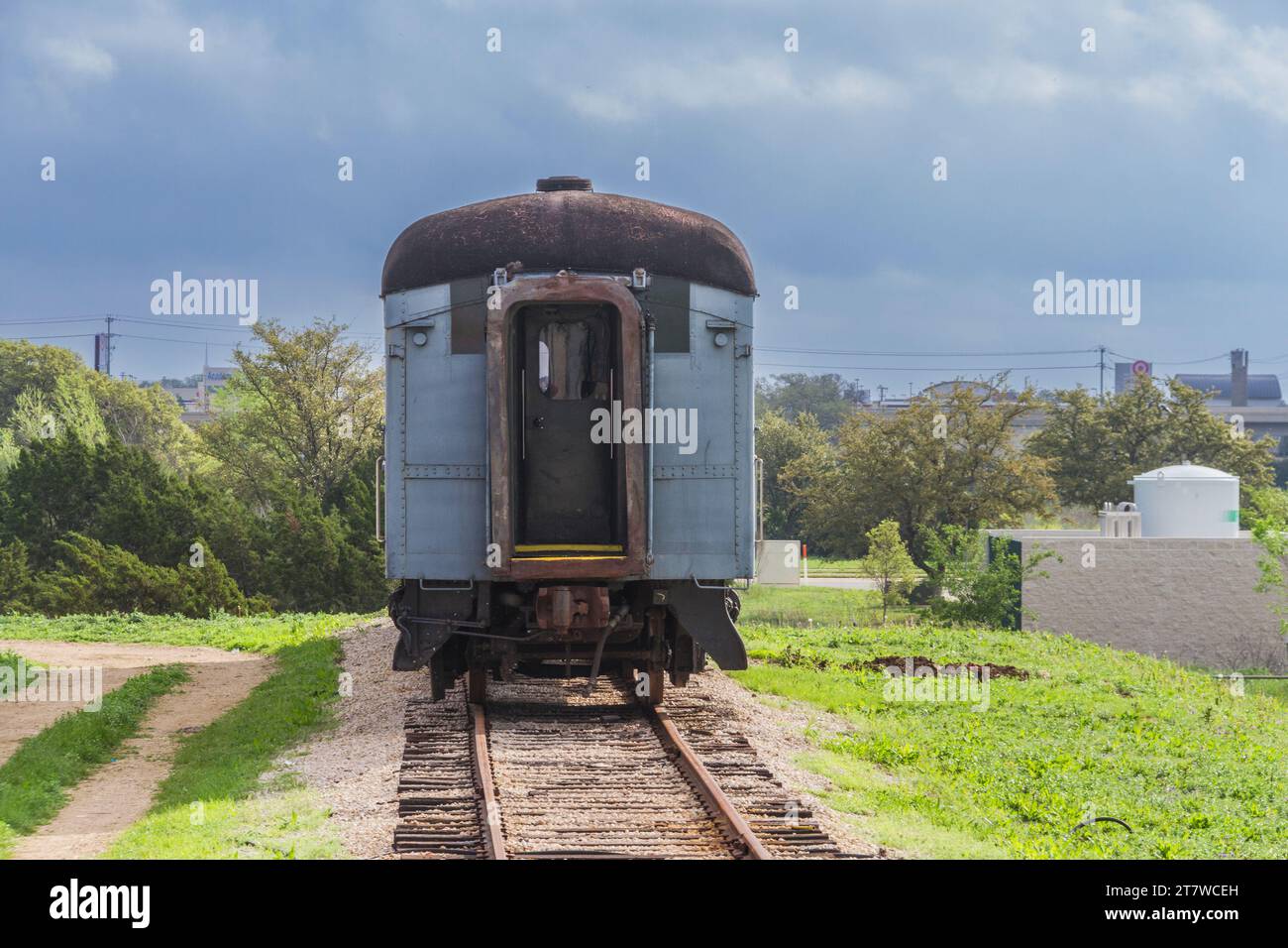 Oldtimer, viele aus den 1920er Jahren, im Austin Steam Train Yard im Cedar Park, Austin. Aktive Fahrzeuge wurden renoviert. Stockfoto