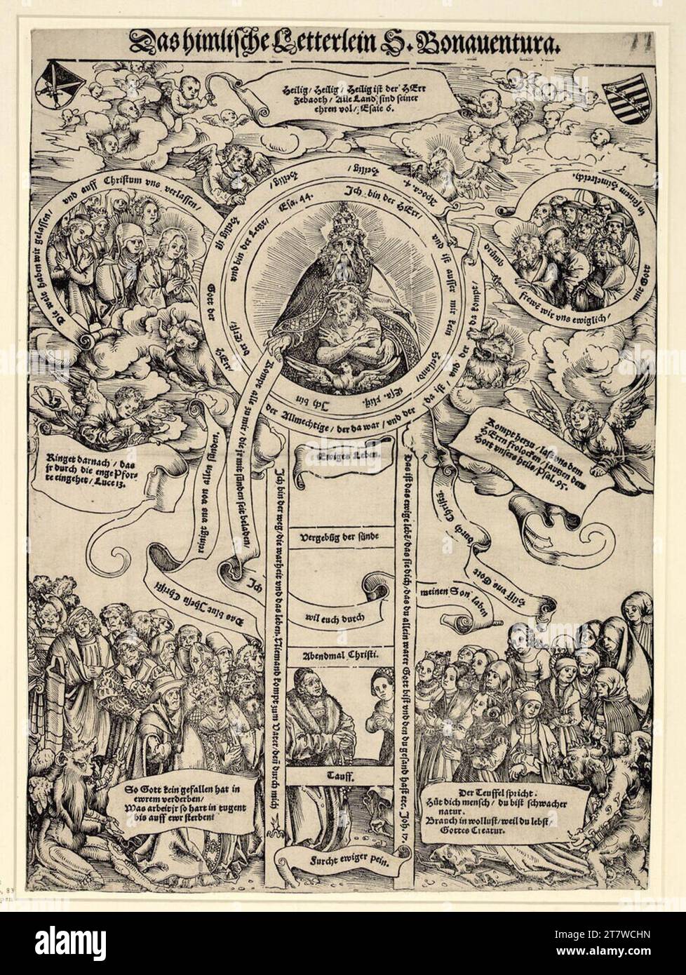Lucas Cranach d. Ä. Die himmlische Leiter von St. Bonaventura. Holzschnitt und Schriftdruck um 1513 Stockfoto