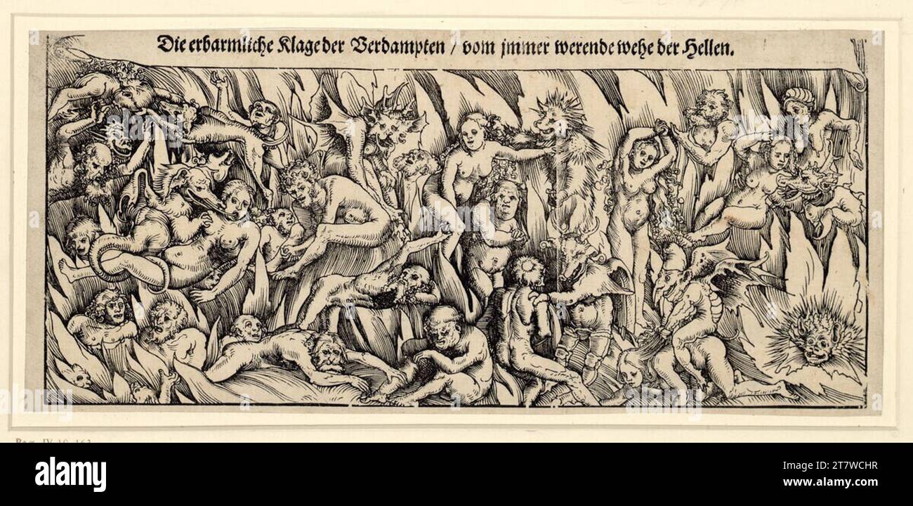Lucas Cranach d. Ä. Die Hölle (unterer Teil des himmlischen Direktors von St. Bonaventura). Holzschnitt und Schriftdruck um 1513 Stockfoto