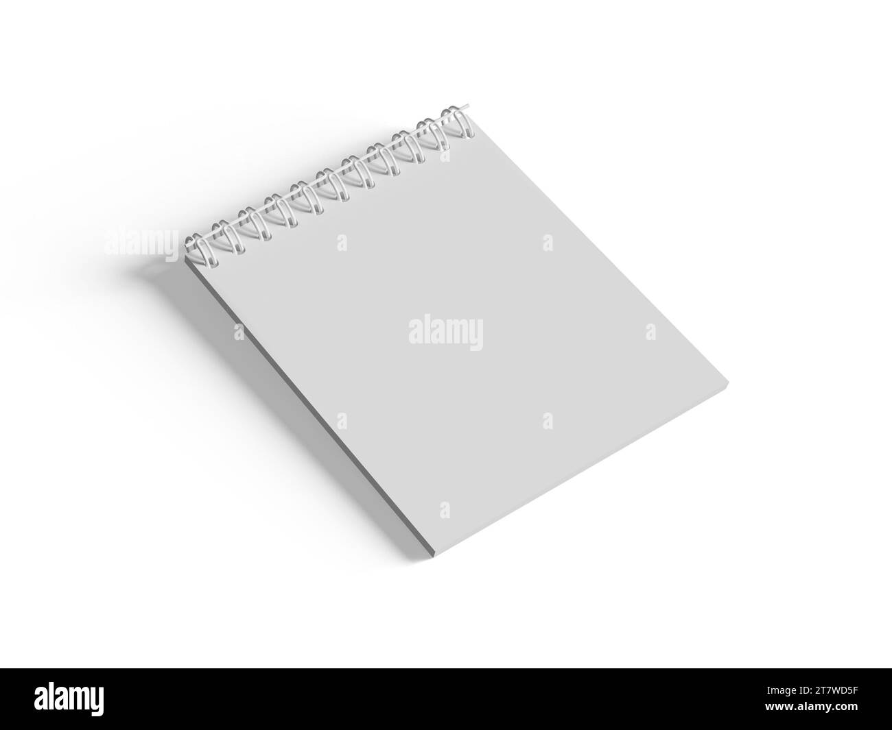 Spiralordner Notizbuch mit weißem Hintergrund auf 3D-Illustration Stockfoto