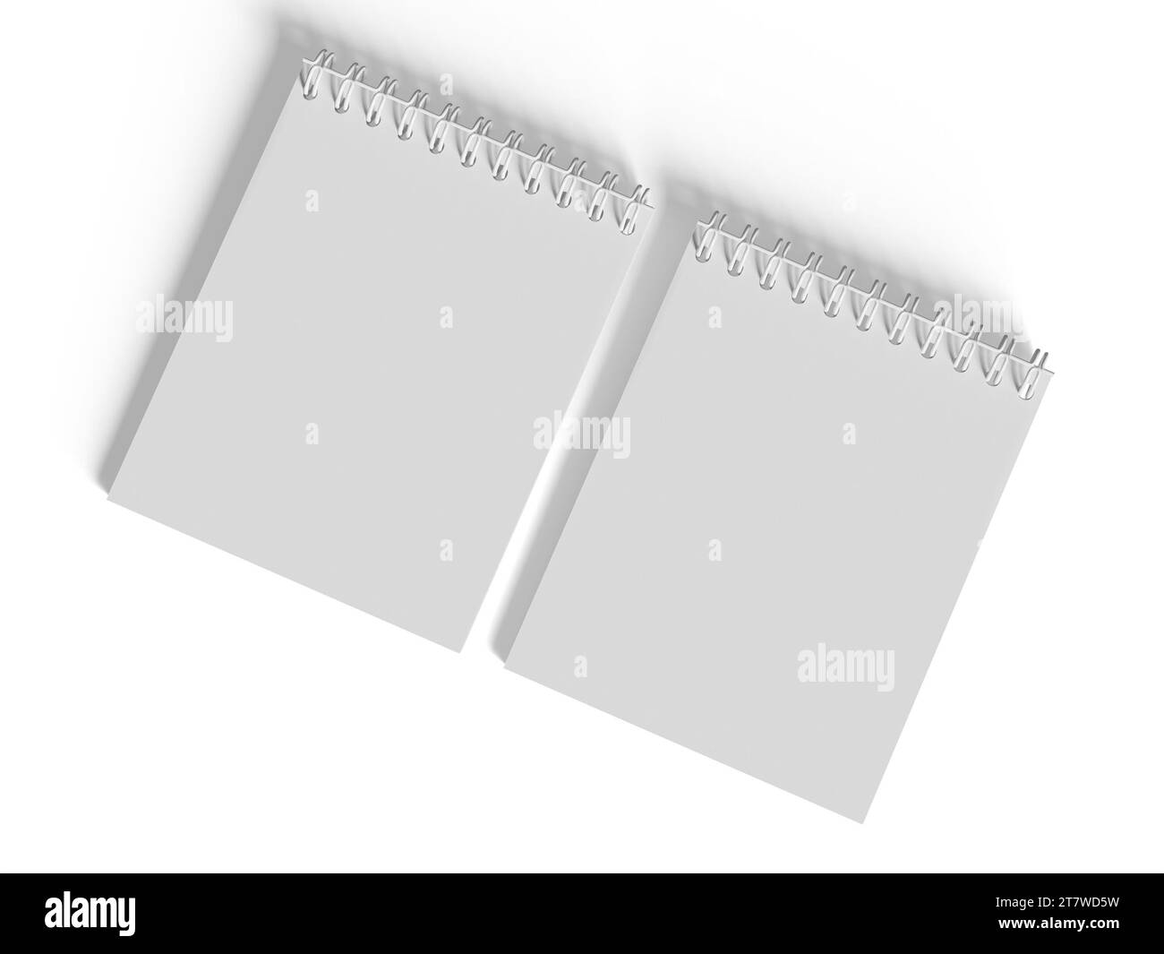 Spiralordner Notizbuch mit weißem Hintergrund auf 3D-Illustration Stockfoto