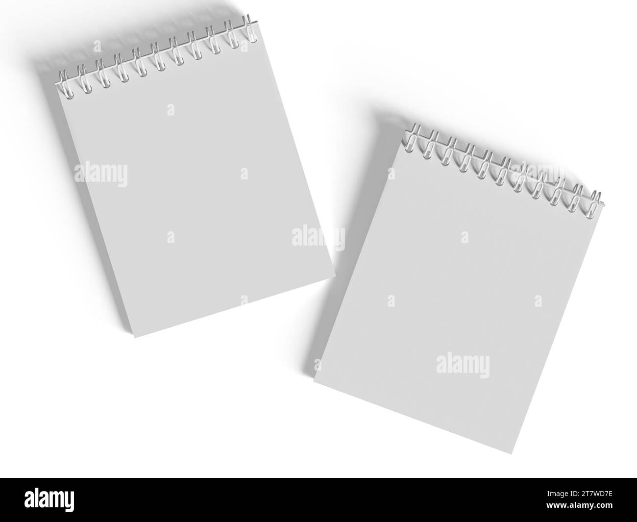 Spiralordner Notizbuch mit weißem Hintergrund auf 3D-Illustration Stockfoto