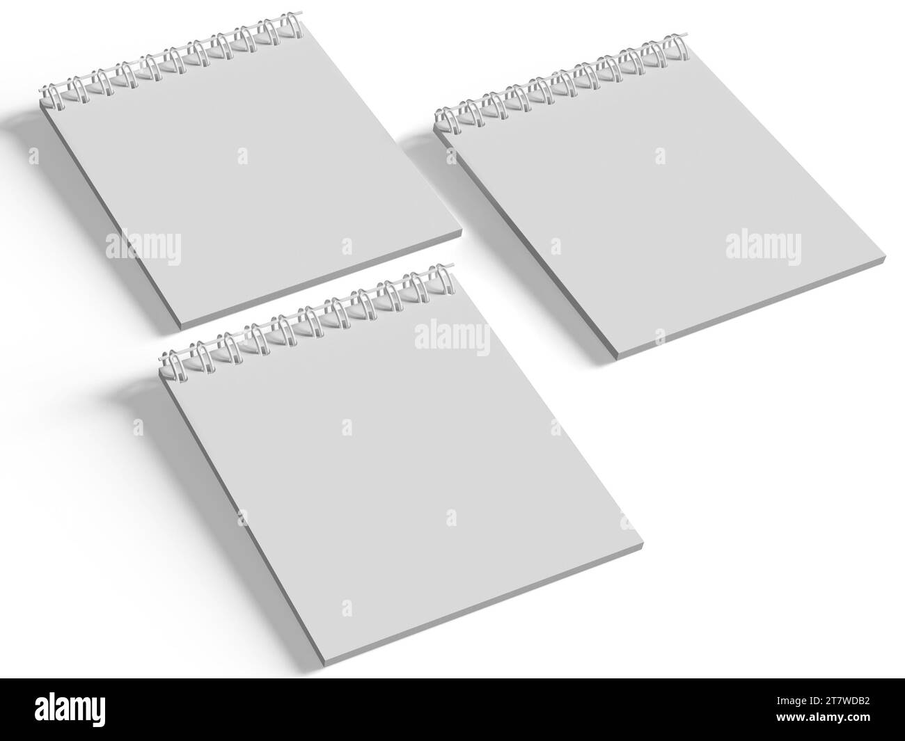 Spiralordner Notizbuch mit weißem Hintergrund auf 3D-Illustration Stockfoto