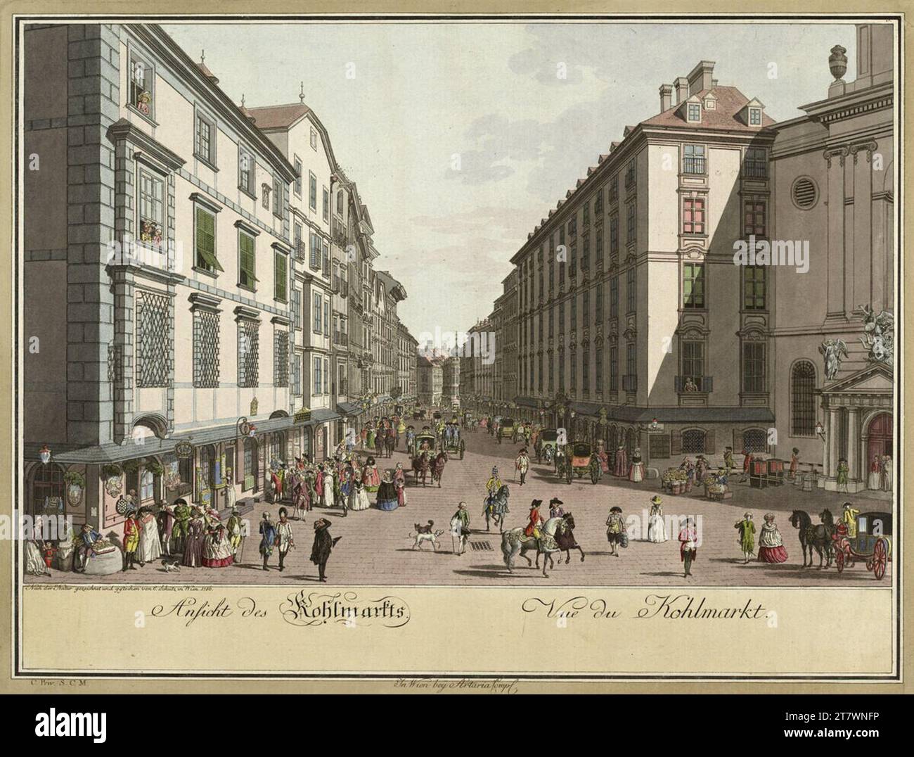 Carl Schütz Kohlmarkt. Ätzen, farbig 1786 - 1794 , 1786/1794 Stockfoto