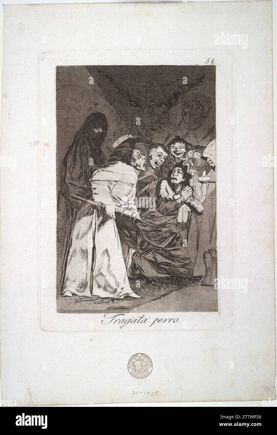 Francisco José de Goya y Lucientes die Launen: Schlucken Sie ihn Hund. - Schluck's, Sink! Ätzen, Aquatint 1799 (1. Ausgabe) , 1799 Stockfoto