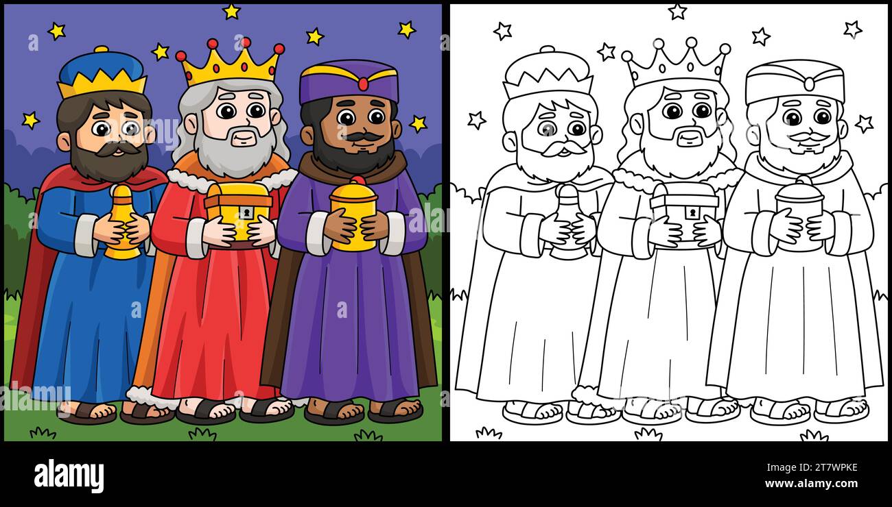 Christian Three Kings Malpage Illustration Stock Vektor