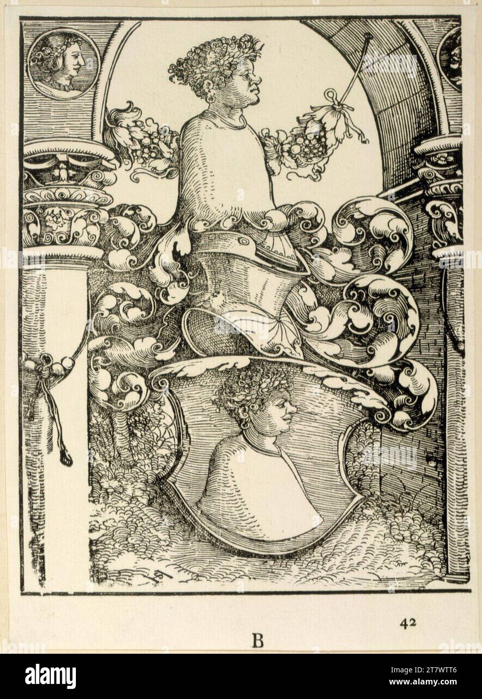 Hans Schäufelin Hartmann Schedels Wappen. Holzschnitt um 1513 (Ausgabe Derschau) Stockfoto