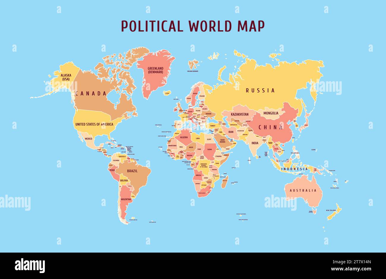 Vektor politische Landkarte der Welt Stock Vektor
