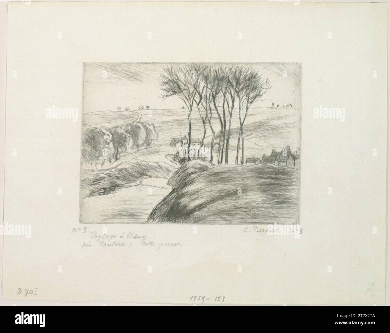 Camille Pissarro Landschaft in Osny. Ätzen 1887 , 1887 Stockfoto
