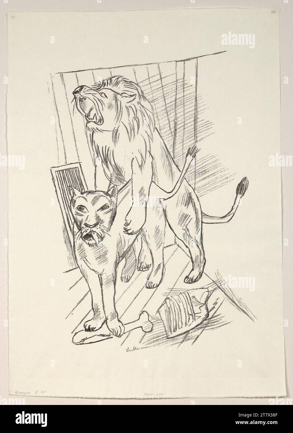 Max Beckmann Löwenpaar. Lithographie (1920) , 1920 Stockfoto