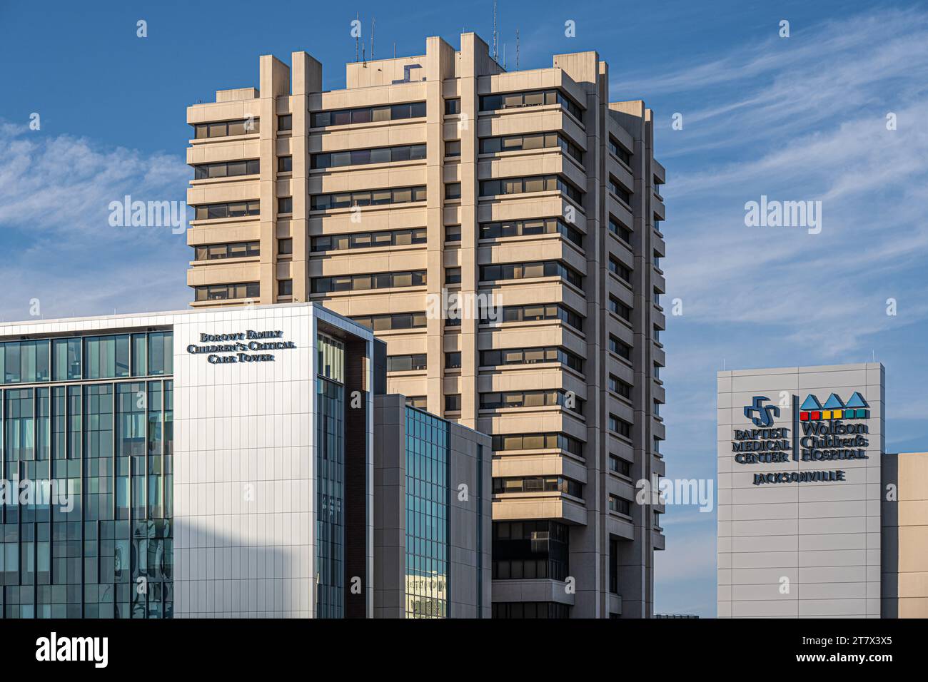Krankenhausgebäude in Downtown Jacksonville, Florida. (USA) Stockfoto
