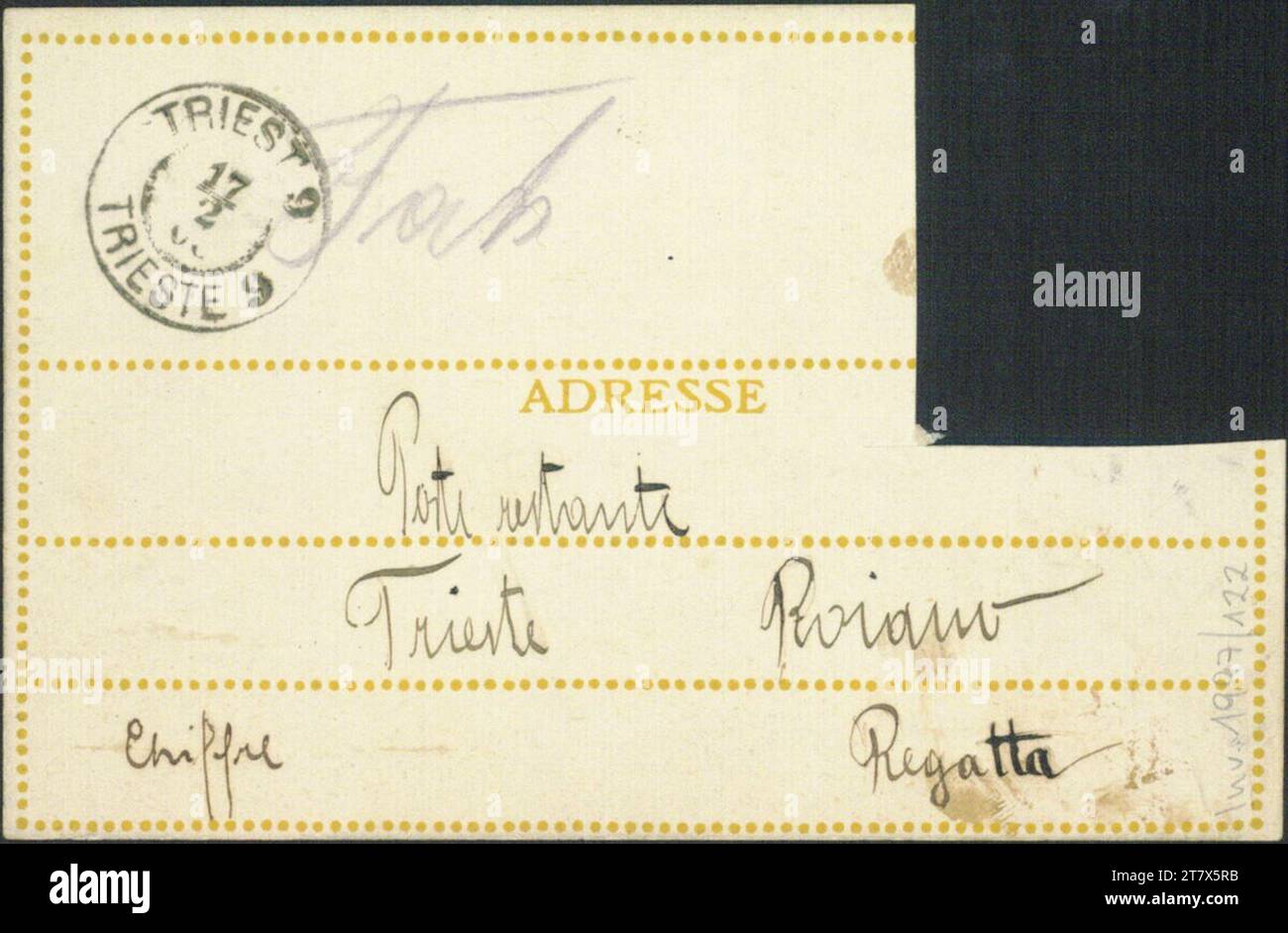 Rudolf Kalvach Postkarte Nr. 109 der Wiener Werkstätte: Kampf eines Mannes und einer Katze gegen eine Schlange. Farbe Stockfoto