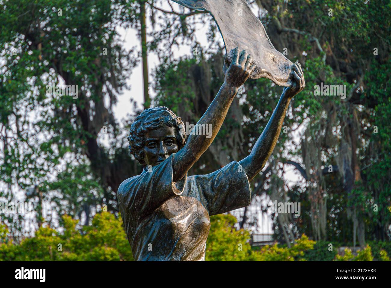 Die Waving Girl Statue am Savannah River Historic Waterfront, Savannah, Georgia, USA Stockfoto