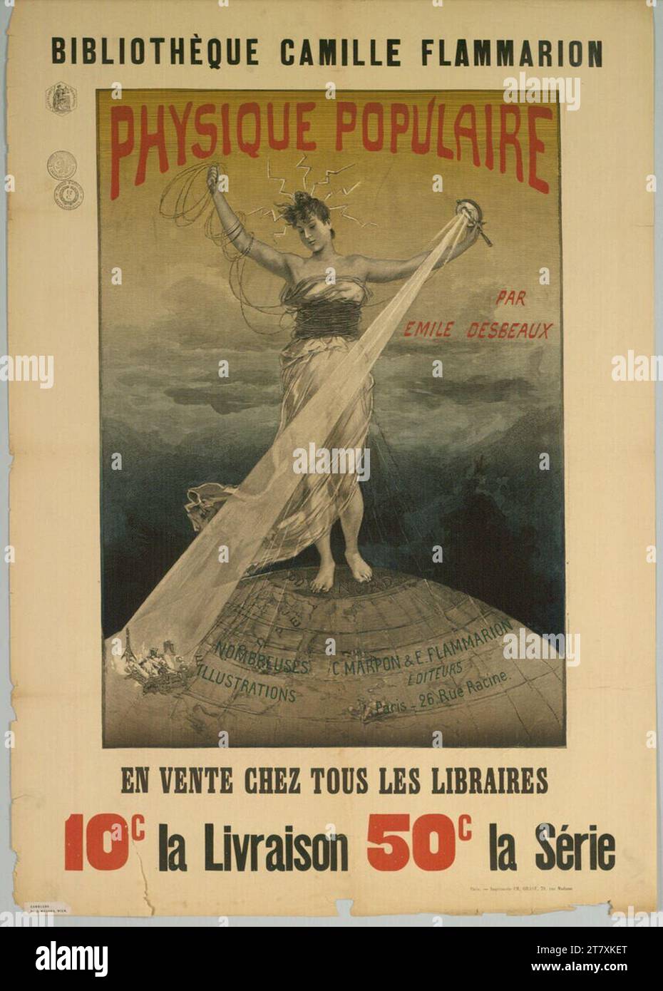 Anonym Camille Flammarion Bibliothek; beliebte physische Bibliothek; von Emile Desbeaux. Farbe um 1890 Stockfoto