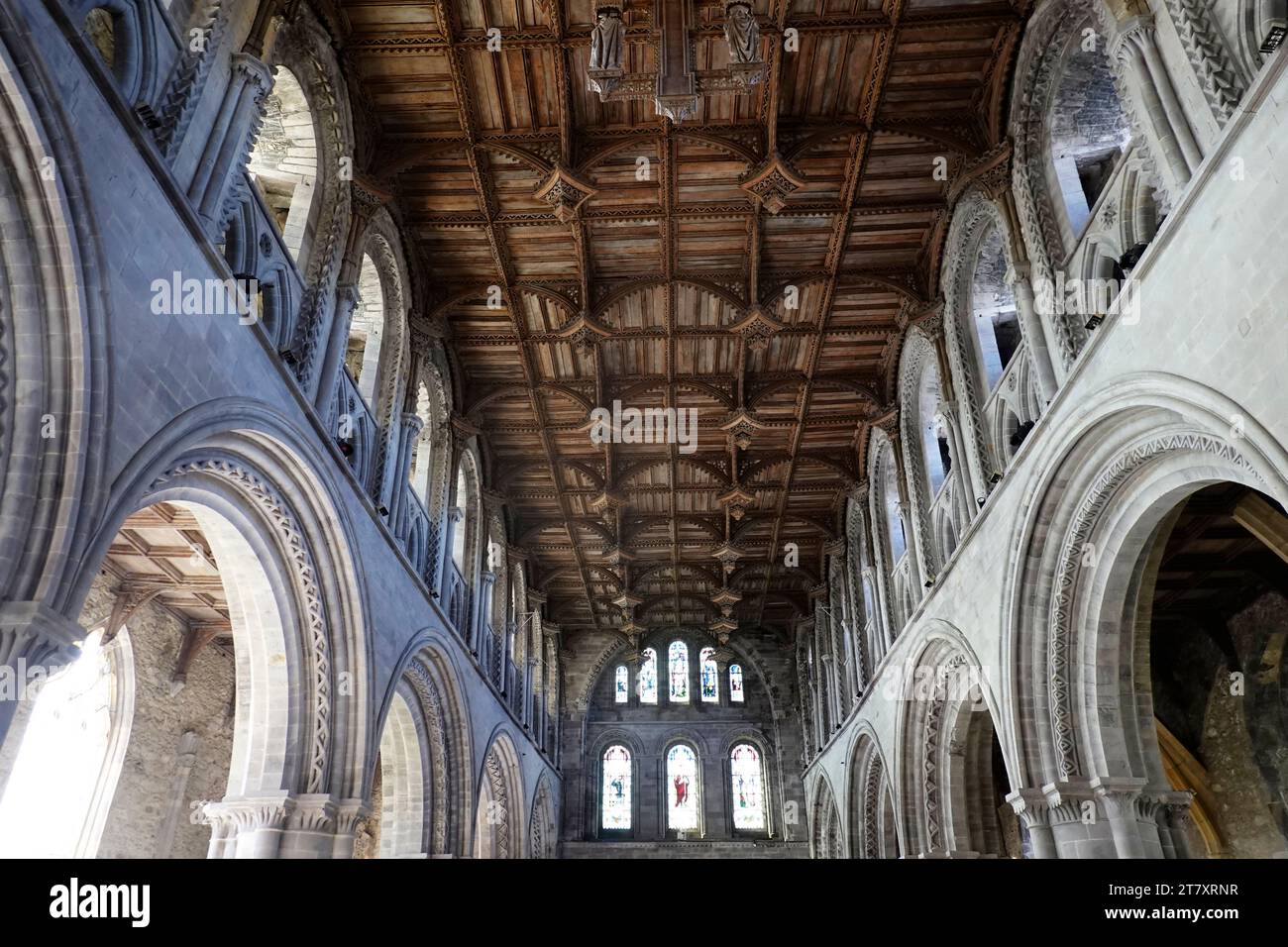 St. David's Cathedral, St. David's, Pembrokeshire, Wales, Großbritannien, Europa Stockfoto