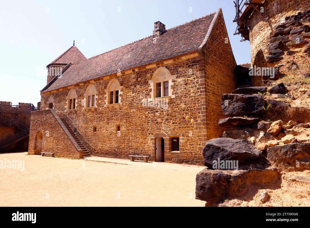 Guedelon Castle, mittelalterliche Stätte, Bau einer Burg, mit Techniken und Materialien aus dem Mittelalter, Treigny, Yonne, Frankreich, Europa Stockfoto
