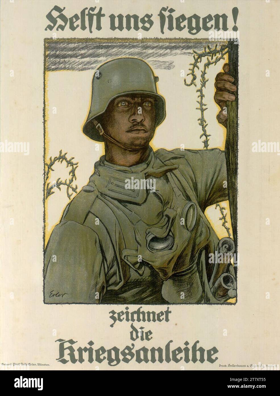 Fritz Erler hilft uns zu gewinnen! Zieht das Kriegsband. Farbe 1917 , 1917 Stockfoto