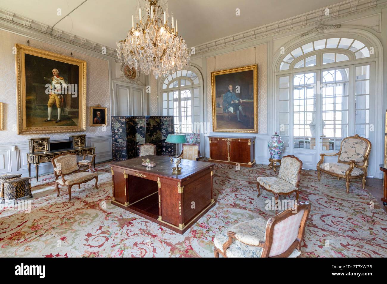 Blue Salon, Chateau de Valencay, Valencay, Indre, Centre-Val de Loire, Frankreich, Europa Stockfoto
