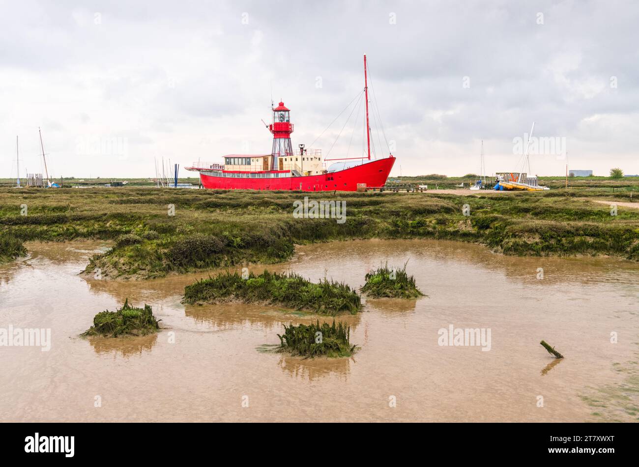 Leuchtschiff Tollesbury (Lichtschiff 15), im Naturschutzgebiet Tollesbury Wick, nahe Maldon, Essex, England, Vereinigtes Königreich, Europa Stockfoto