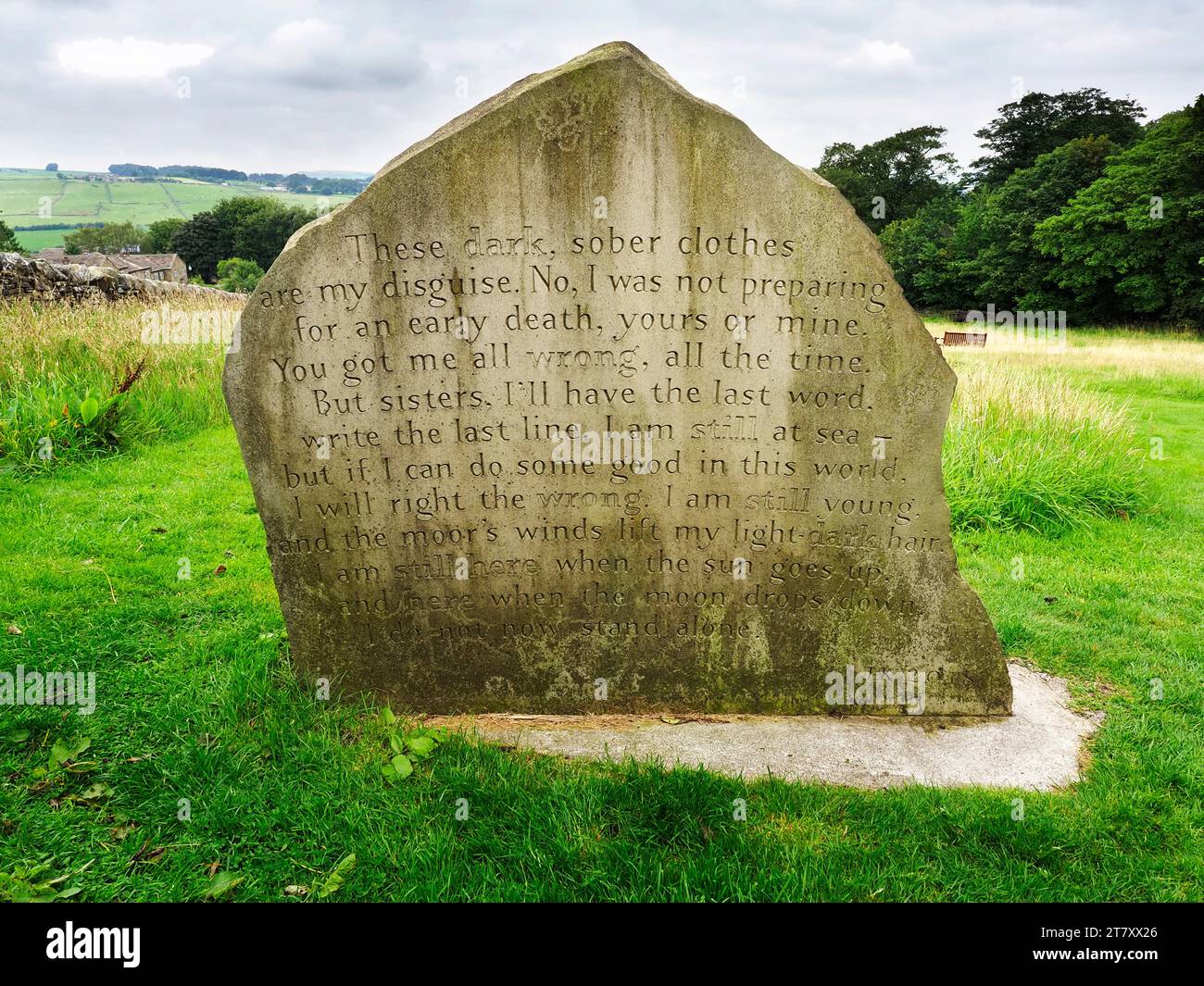 The Anne Stone in Parsons Field, Haworth, Yorkshire, England, Vereinigtes Königreich, Europa Stockfoto