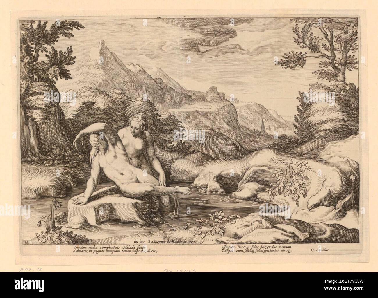 Hendrick Goltzius Salmacis und Hermaphroditus. Kupferstich 1615 , 1615 Stockfoto