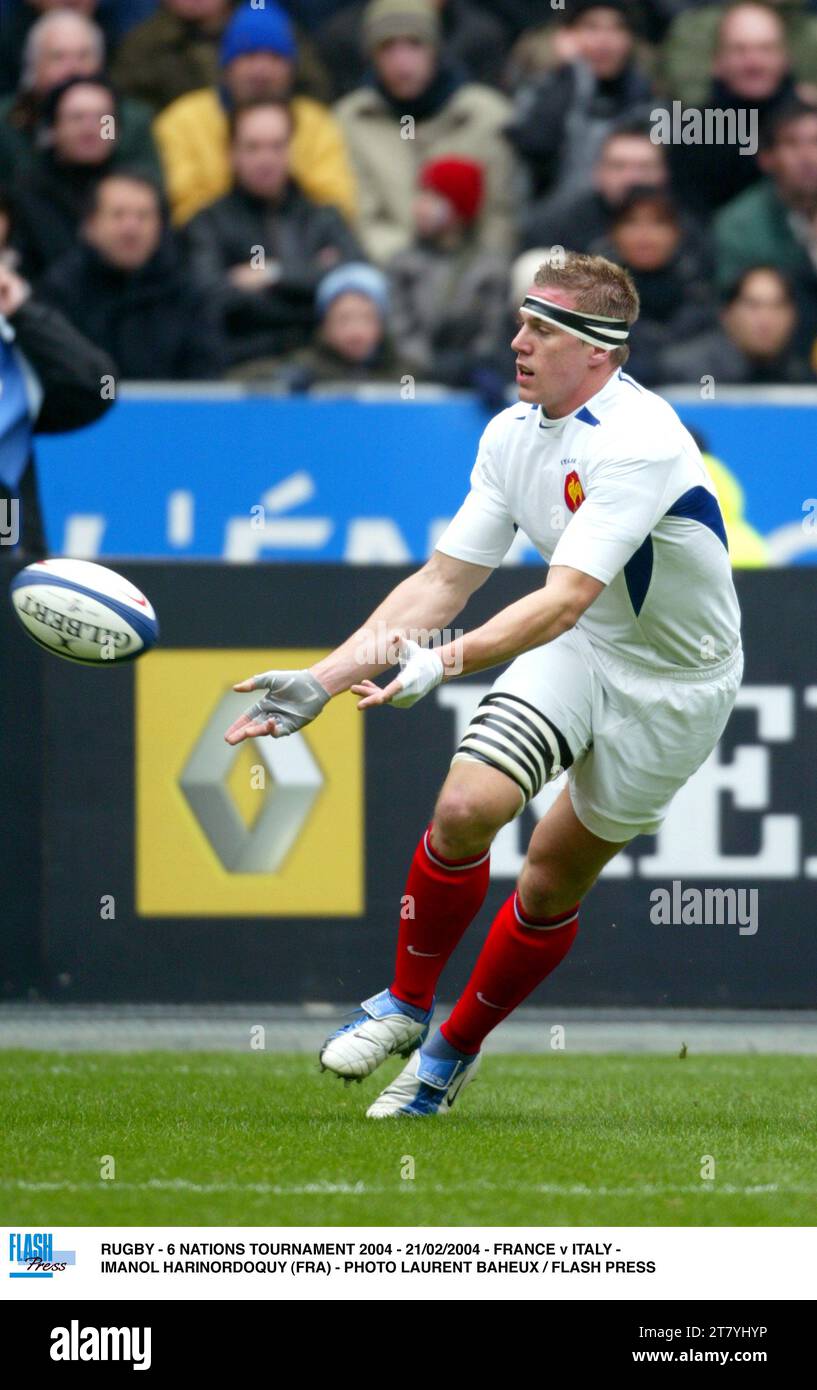 RUGBY - 6-NATIONEN-TURNIER 2004 - 21/02/2004 - FRANKREICH GEGEN ITALIEN - IMANOL HARINORDOQUY (FRA) - FOTO LAURENT BAHEUX / FLASH PRESS Stockfoto