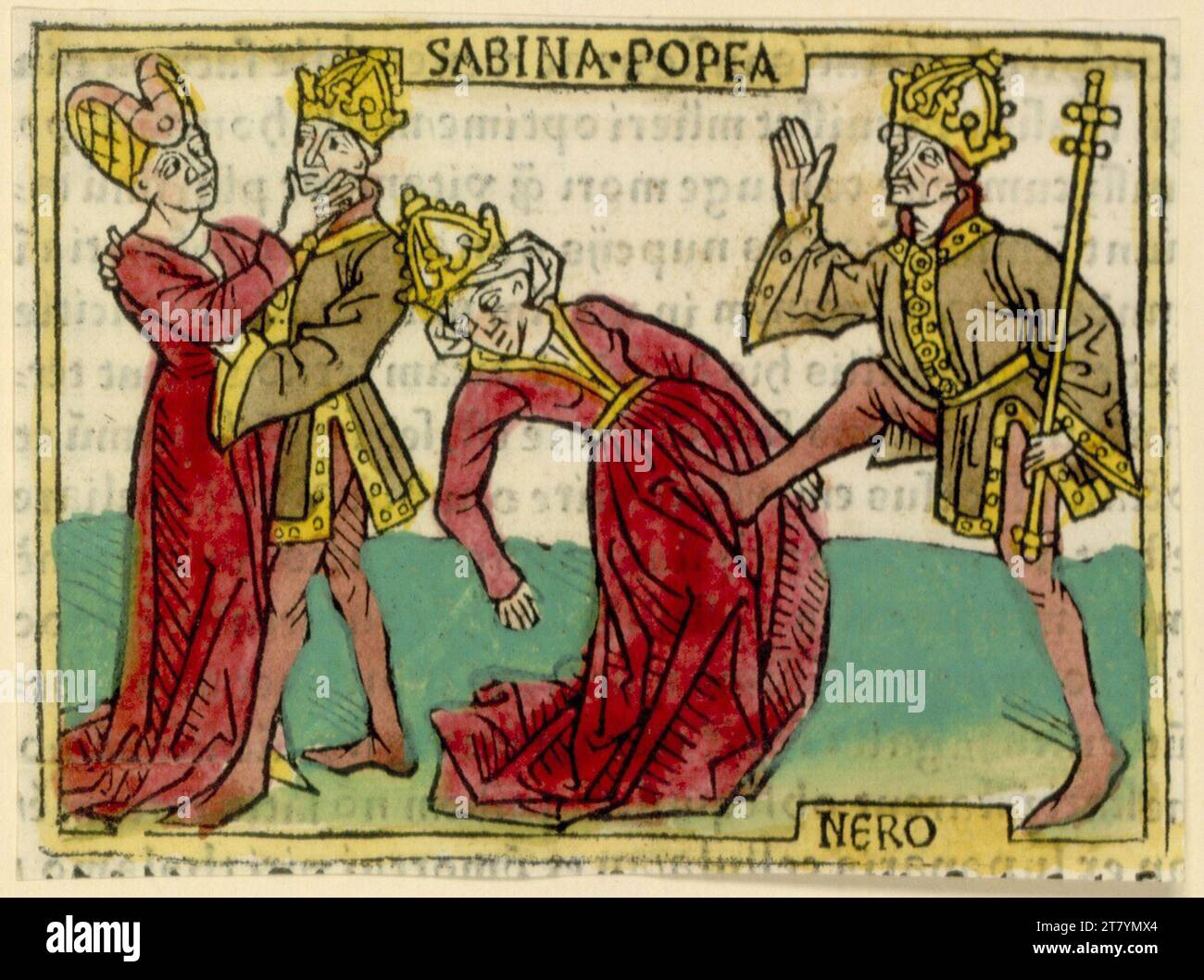 Johann Zainer Die Sabine Poppea Nero, Cesar - Sabina Popea, Nero. Holzschnitt, farbig 1473, 1473 Stockfoto