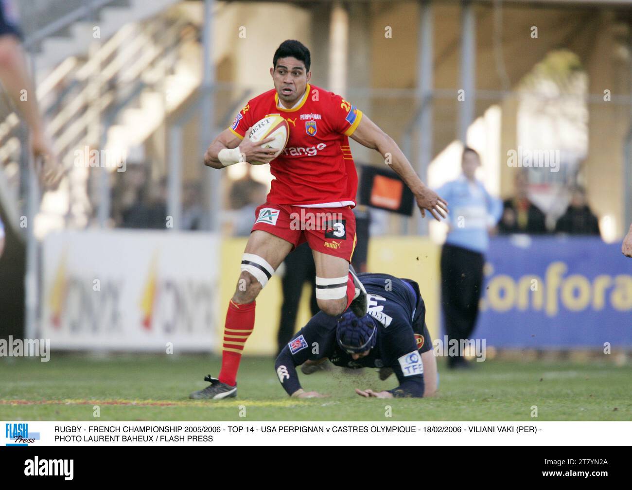 RUGBY - FRANZÖSISCHE MEISTERSCHAFT 2005/2006 - TOP 14 - USA PERPIGNAN GEGEN CASTRES OLYMPIQUE - 18/02/2006 - VILIANI VAKI (PER) - FOTO LAURENT BAHEUX / FLASH PRESS Stockfoto