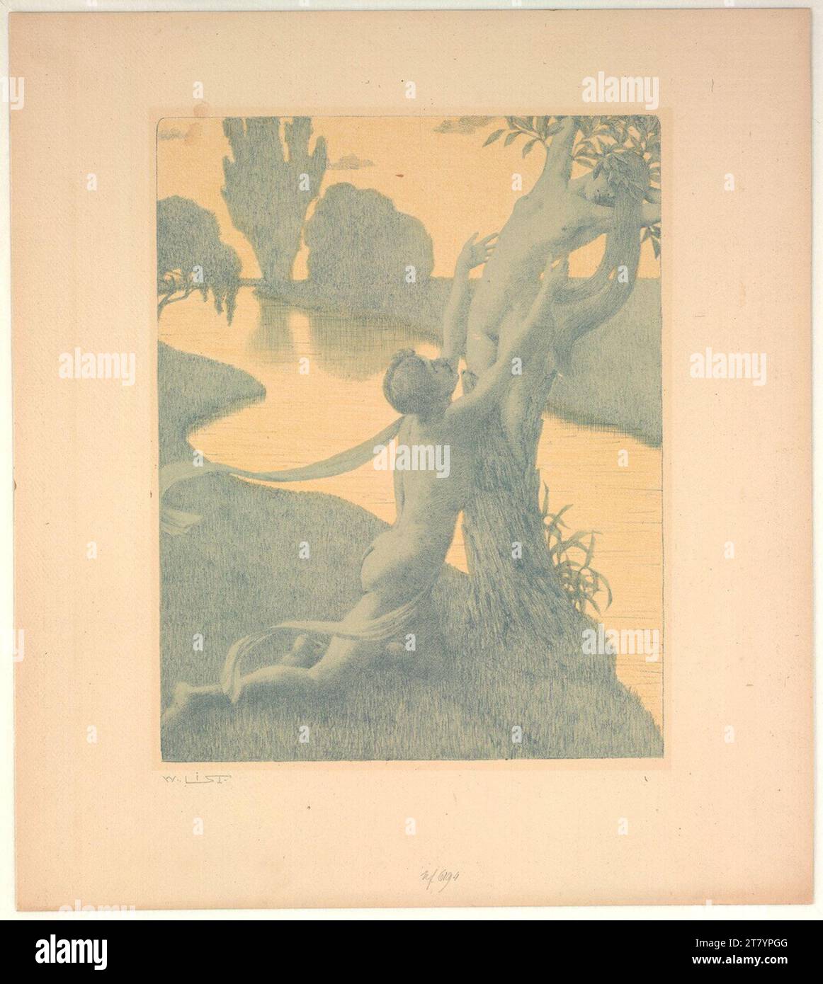 Wilhelm List Daphne. Farblithographie auf gelblichem Karton um 1899 Stockfoto