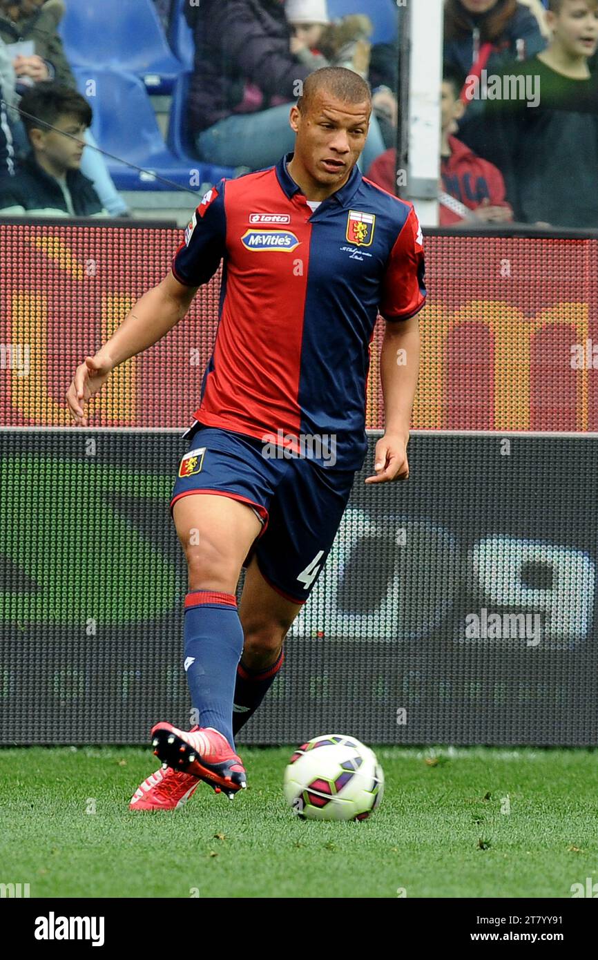 Sebastien de Maio von Genua CFC in Aktion während des italienischen Meisterschaftsspiels 2014/2015 Serie A zwischen Genua CFC und Udinese Calcio im Luigi Ferraris Stadion am 4. April 2015 in Genua. Foto Massimo Cebrelli/DPPI Stockfoto