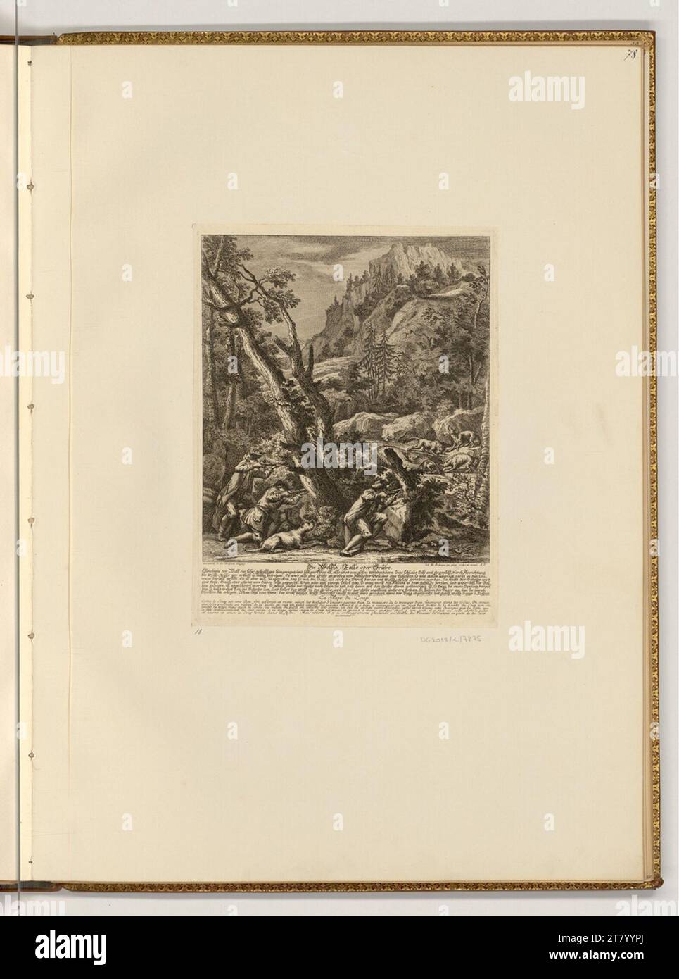 Johann Elias Ridinger (ausführende r Künstler in) die Wolfsfalle oder Grube. Ätzen 1729 , 1729 Stockfoto