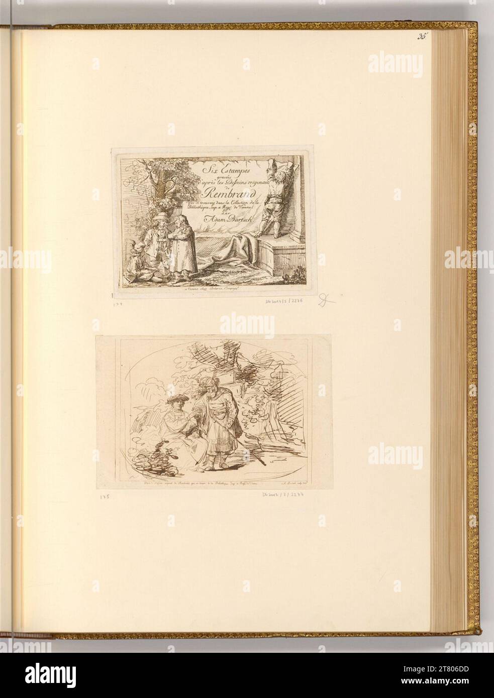 Johann Adam von Bartsch (Gravierer) sechs gravierende Drucke nach den Originalentwürfen von Rembrandt (Titelblatt); Thamar und Iudas. Ätzen 1782 , 1782 Stockfoto