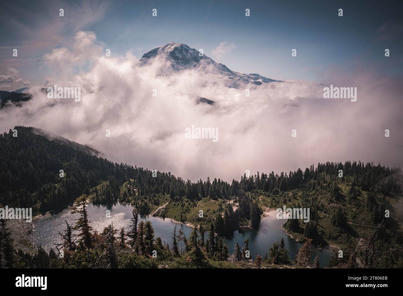 Gipfelblick auf Mount Rainer Stockfoto