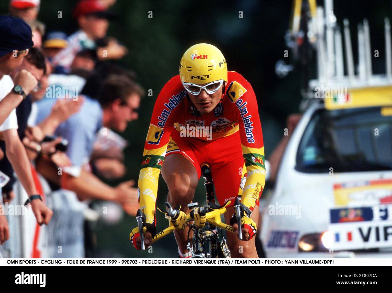 RADSPORT - TOUR DE FRANCE 1999 - 990703 - PROLOG - RICHARD VIRENQUE (FRA) / TEAM POLTI - FOTO : YANN VILLAUME/DPPI # 20000085 178 Stockfoto