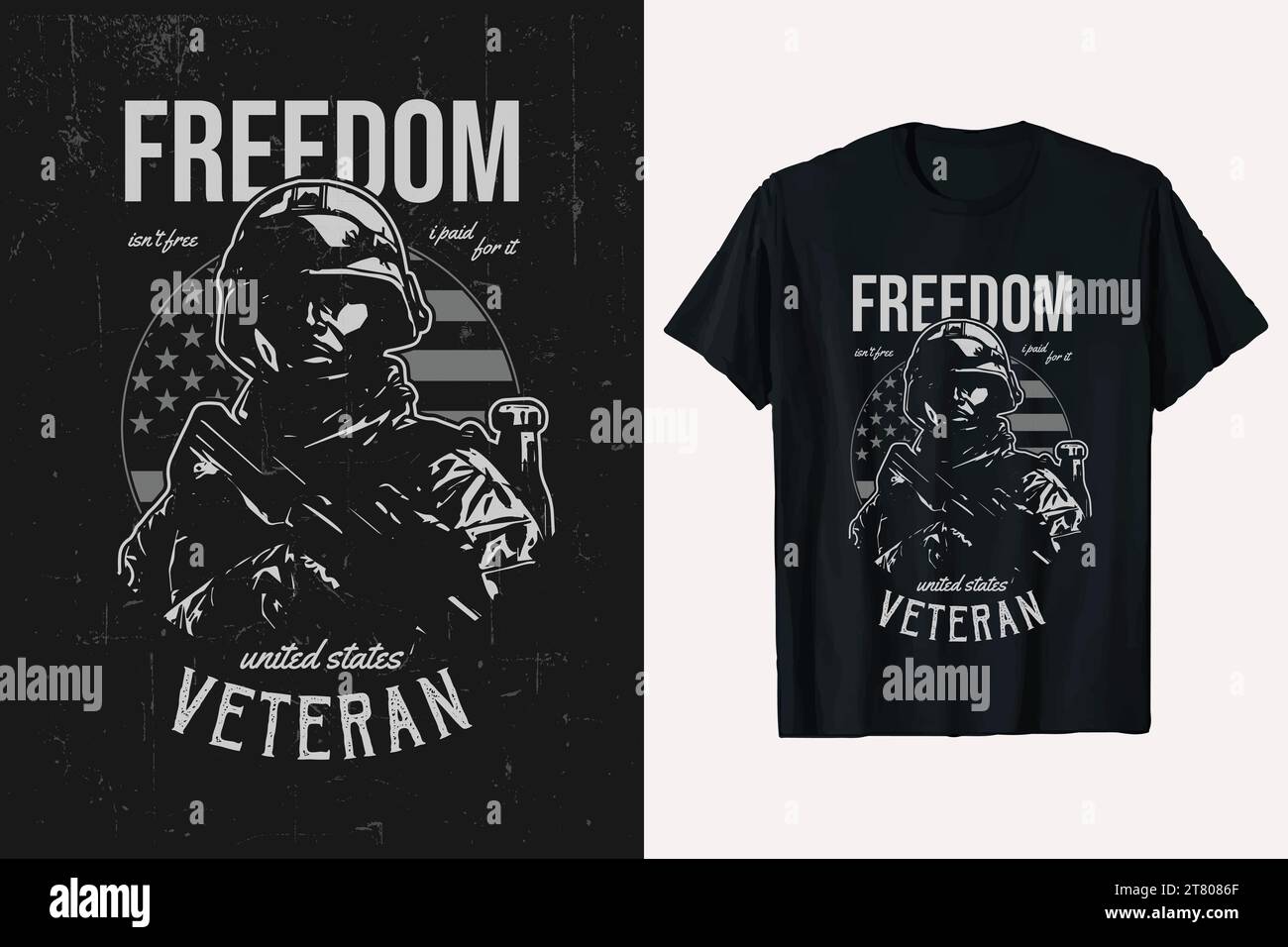 Grafik im T-Shirt-Design der Vetaran Army der usa. Stock Vektor