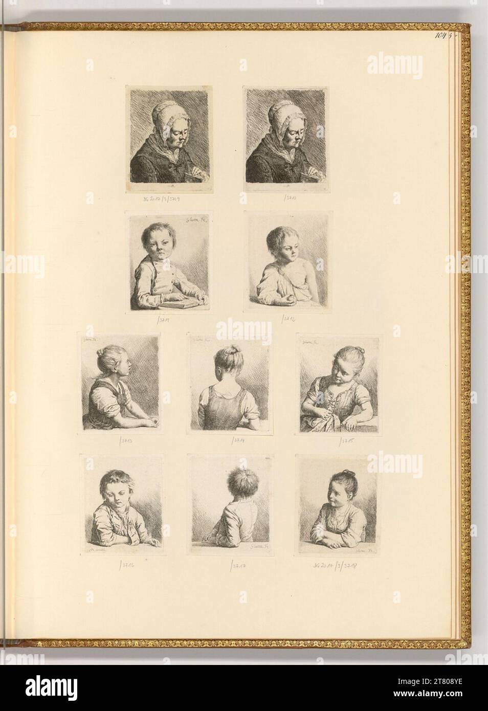 Johann Gottlieb Glume (ausführende r Künstler in) Alte Frauen- und Kinderportraits. Ätzen 1731-1778 , 1731/1778 Stockfoto