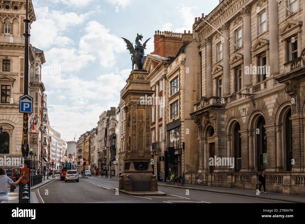 London, Großbritannien - 25. August 2023: Temple Bar Memorial in the Strand von Horace Jones Architekt Stockfoto