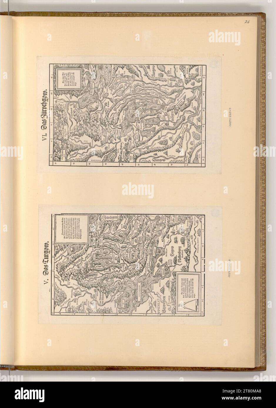 Heinrich Vogtherr d. Ä. Karten V und VI: Der Turgow; der Zürychgow. Holzschnitt 1556 , 1556 Stockfoto