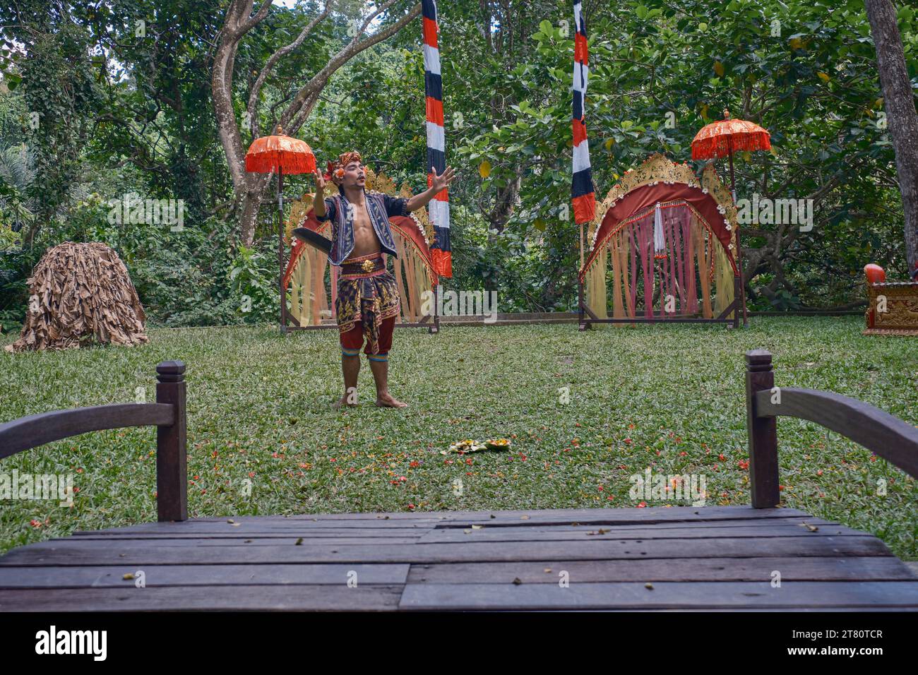 Die Geschichte von Lubdaka balinesischen Auftritten im Affenwald Ubud, Bali, Indonesien Stockfoto