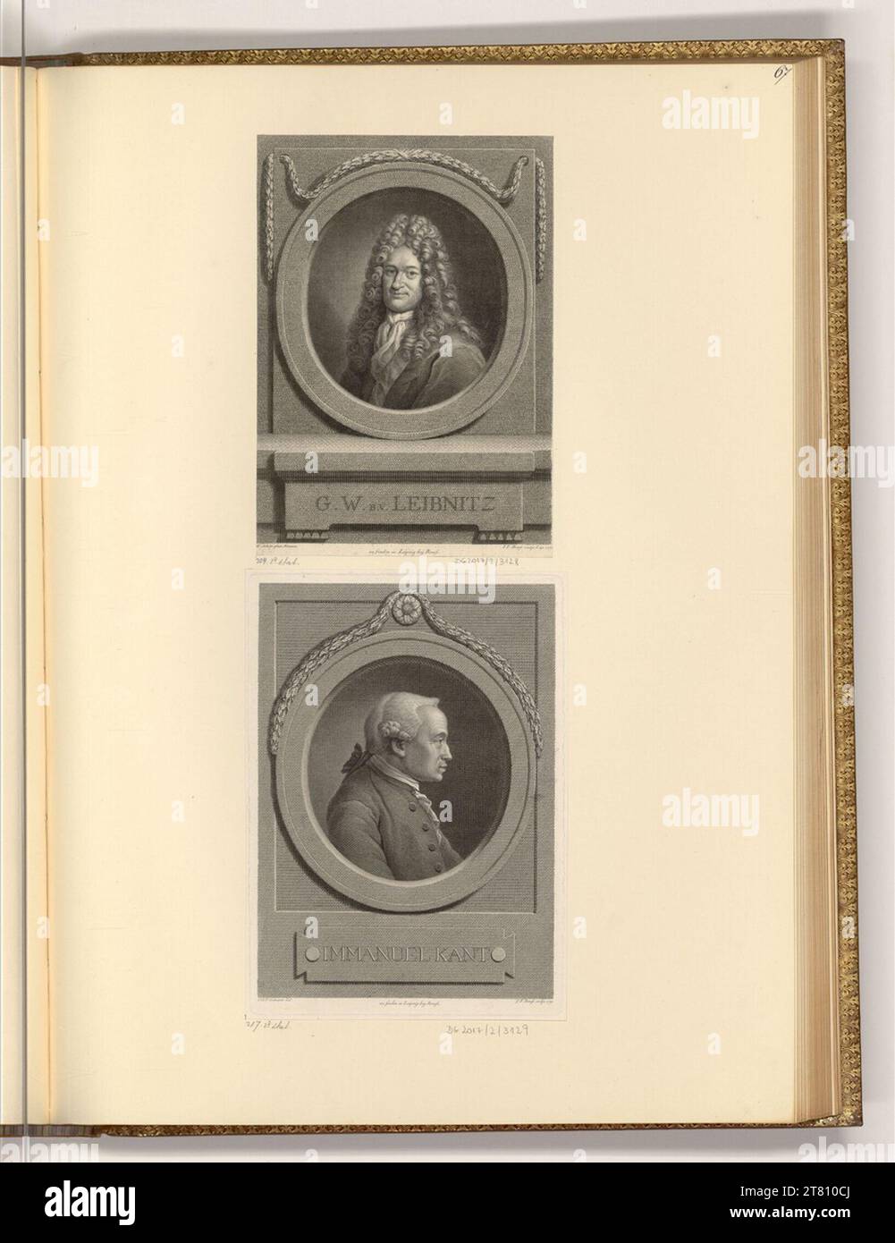 Johann Friedrich Bause Porträt Gottfried Wilhelm Leibniz; Immanuel Kant. Kupferstich, Ätzung 1775; 1791 Stockfoto